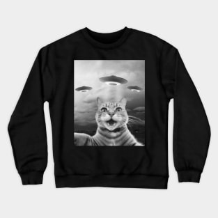 Funny Cat Selfie UFOs Crewneck Sweatshirt